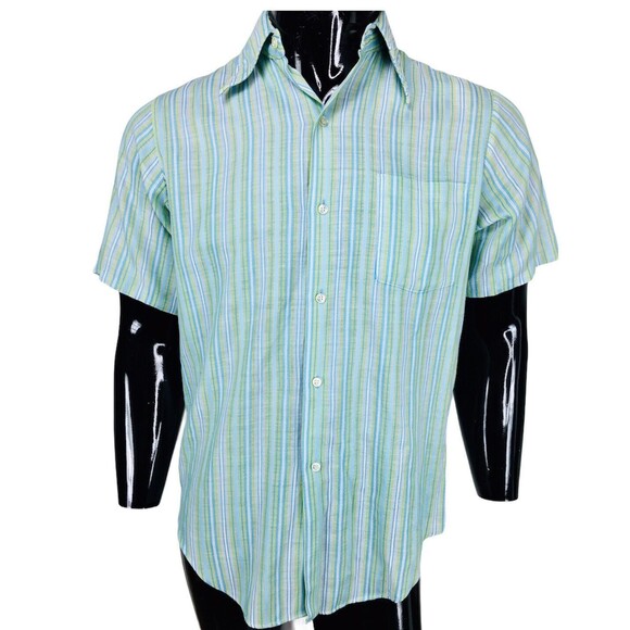 Vintage 50s 60s Penneys Towncraft Striped Penn Prest Rockabilly Shirt - Picture 2 of 10